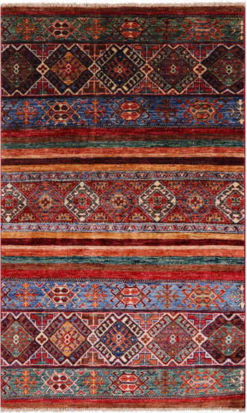 Khorjin Persian Gabbeh Handmade Wool Rug - 3' 3" X 5' 3" - Golden Nile