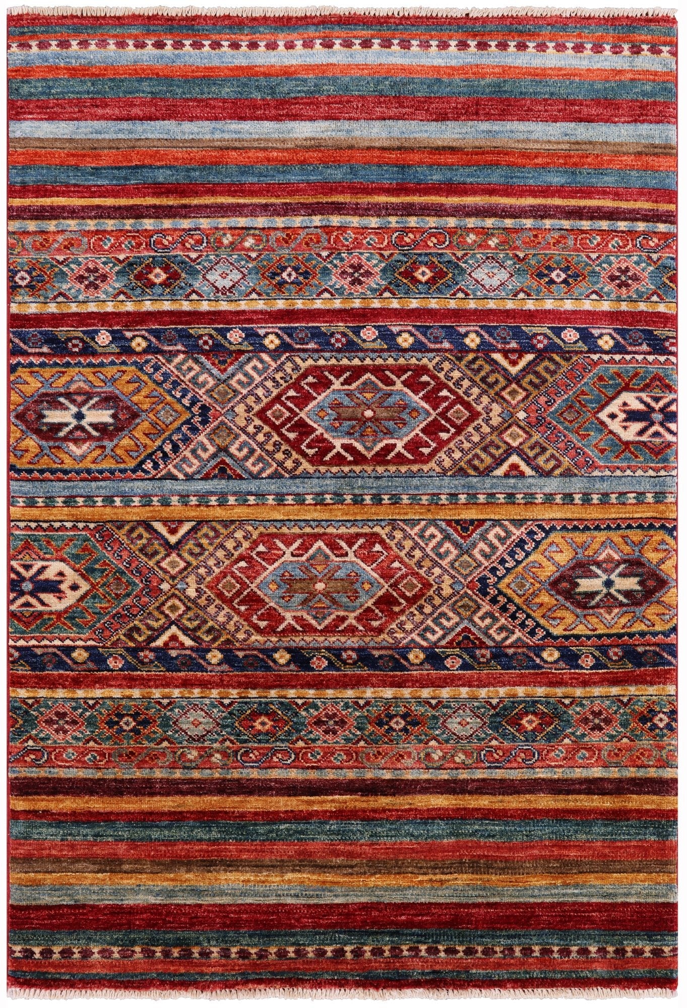 Khorjin Persian Gabbeh Handmade Wool Rug - 3' 4" X 4' 10" - Golden Nile