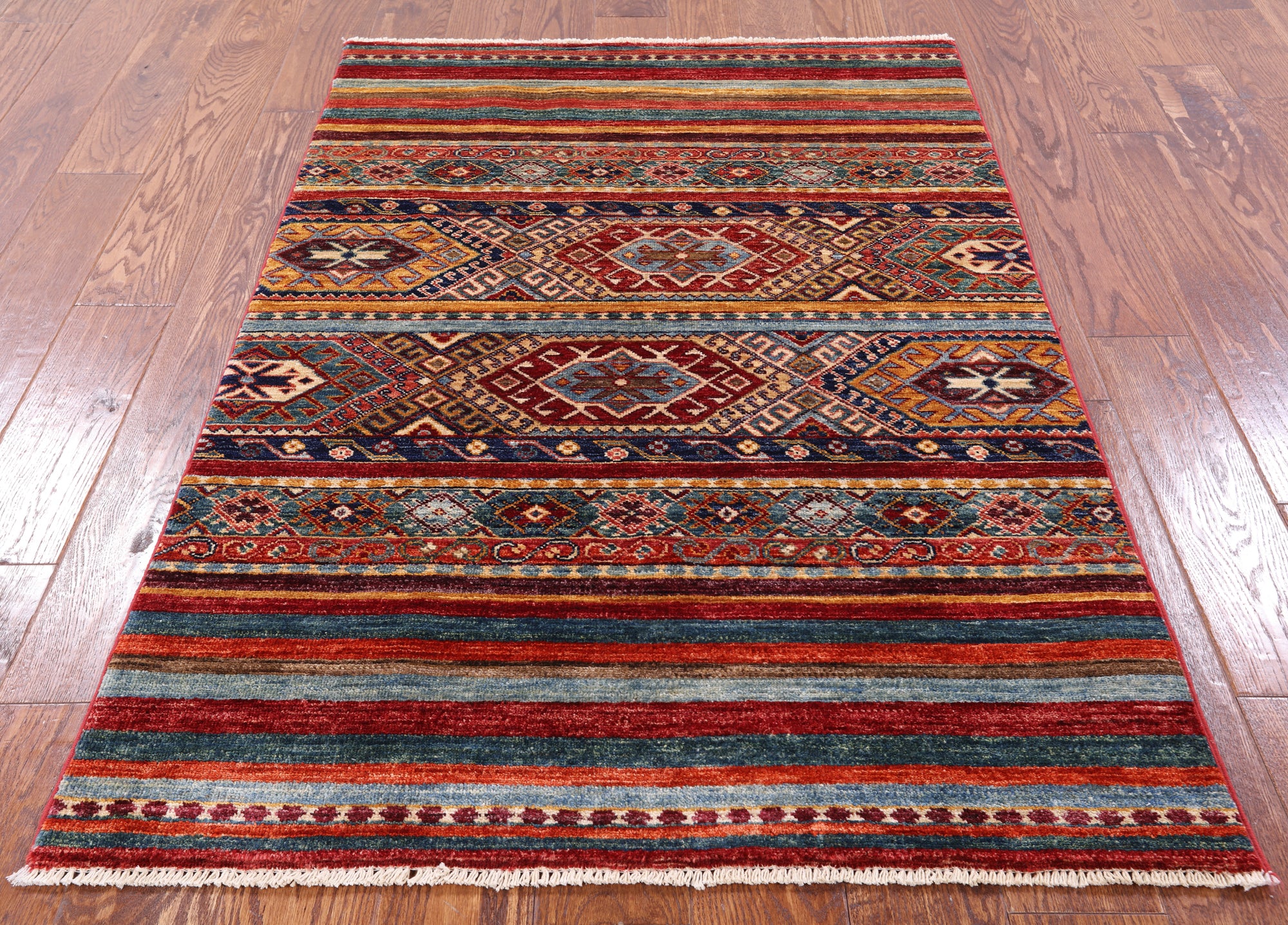 Khorjin Persian Gabbeh Handmade Wool Rug - 3' 4" X 4' 10" - Golden Nile