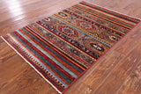 Khorjin Persian Gabbeh Handmade Wool Rug - 3' 4" X 4' 10" - Golden Nile