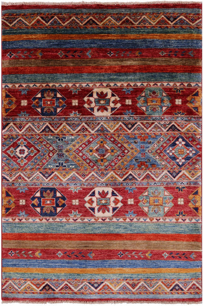 Khorjin Persian Gabbeh Handmade Wool Rug - 3' 3" X 4' 10" - Golden Nile