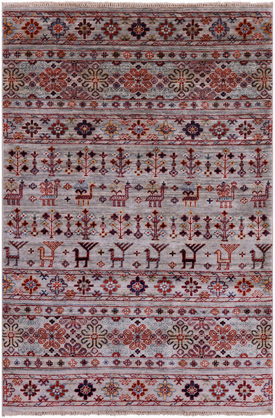 Tribal Persian Gabbeh Hand Knotted Wool Rug - 3' 3" X 4' 10" - Golden Nile