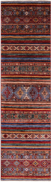 Khorjin Persian Gabbeh Hand Knotted Wool Runner Rug - 2' 8" X 9' 9" - Golden Nile