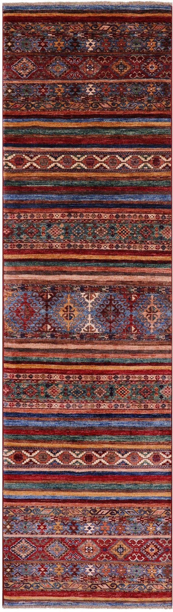 Khorjin Persian Gabbeh Hand Knotted Wool Runner Rug - 2' 8" X 9' 9" - Golden Nile