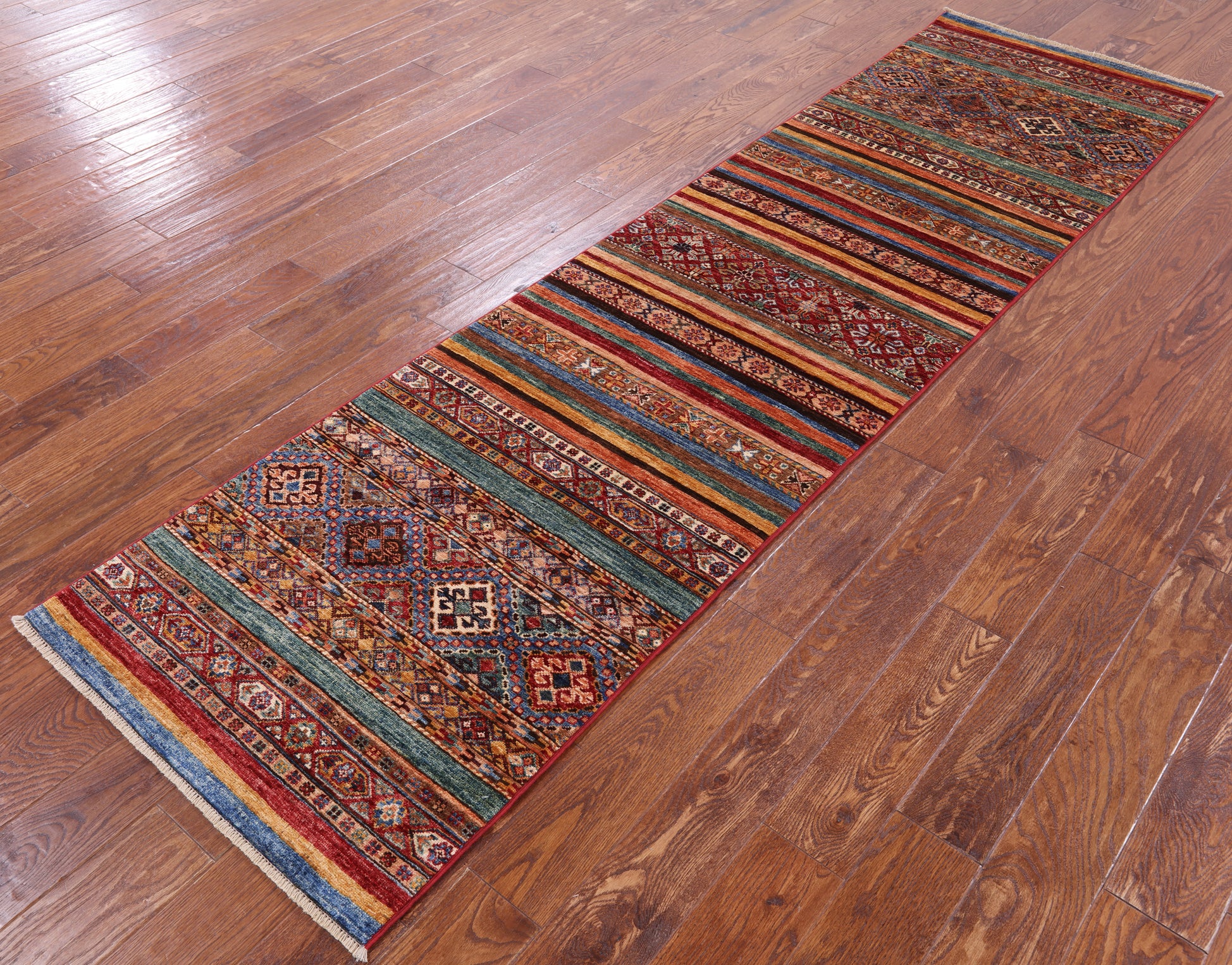 Khorjin Persian Gabbeh Hand Knotted Wool Runner Rug - 2' 7" X 9' 9" - Golden Nile