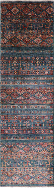 Khorjin Persian Gabbeh Handmade Wool Runner Rug - 2' 8" X 9' 9" - Golden Nile