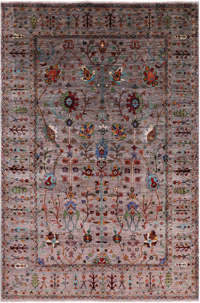 Peshawar Hand Knotted Wool Rug - 6' 6" X 9' 9" - Golden Nile