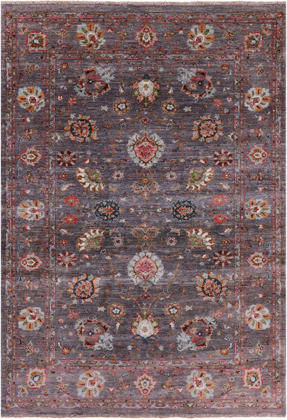Grey Peshawar Hand Knotted Wool Rug - 5' 8" X 8' 1" - Golden Nile