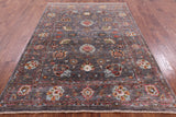 Grey Peshawar Hand Knotted Wool Rug - 5' 8" X 8' 1" - Golden Nile