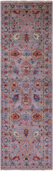 Grey Peshawar Hand Knotted Wool Runner Rug - 2' 7" X 8' 2" - Golden Nile