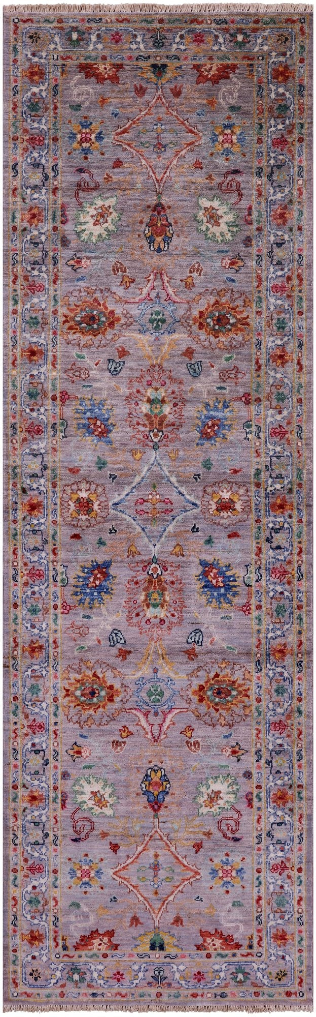 Grey Peshawar Hand Knotted Wool Runner Rug - 2' 7" X 8' 2" - Golden Nile