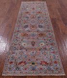 Grey Peshawar Hand Knotted Wool Runner Rug - 2' 7" X 8' 2" - Golden Nile