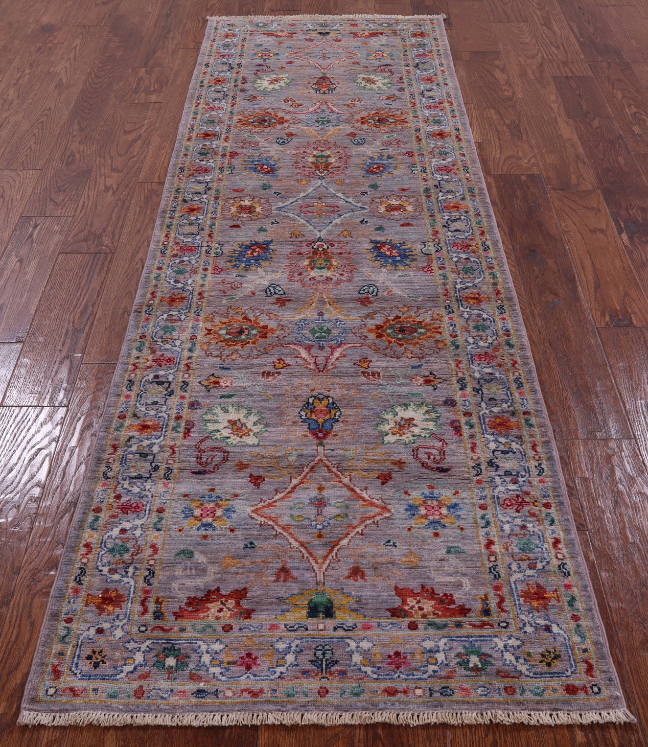 Grey Peshawar Hand Knotted Wool Runner Rug - 2' 7" X 8' 2" - Golden Nile