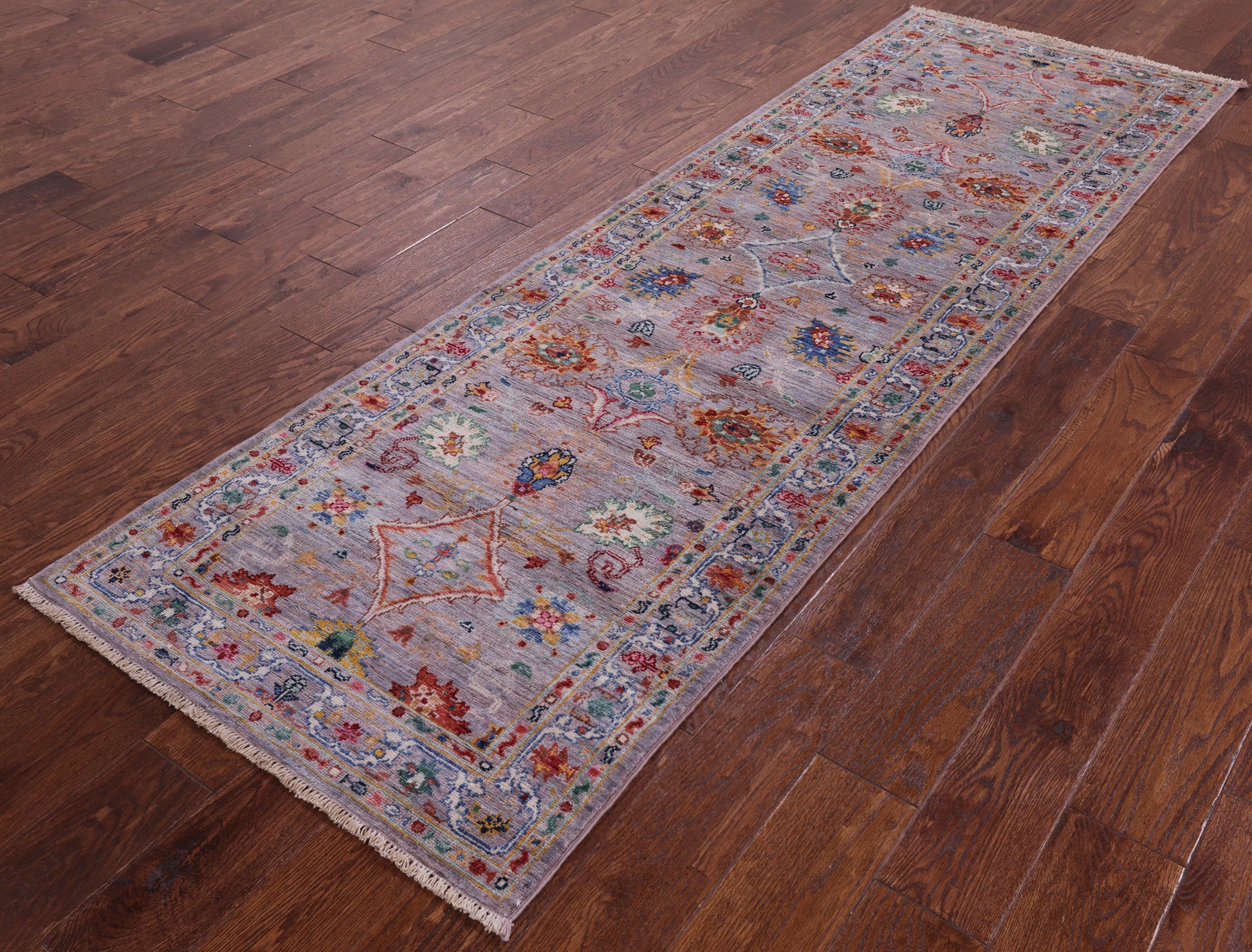 Grey Peshawar Hand Knotted Wool Runner Rug - 2' 7" X 8' 2" - Golden Nile