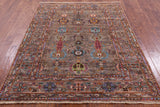 Peshawar Hand Knotted Wool Rug - 4' 10" X 6' 5" - Golden Nile