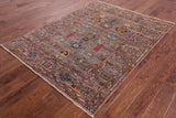Peshawar Hand Knotted Wool Rug - 4' 10" X 6' 5" - Golden Nile
