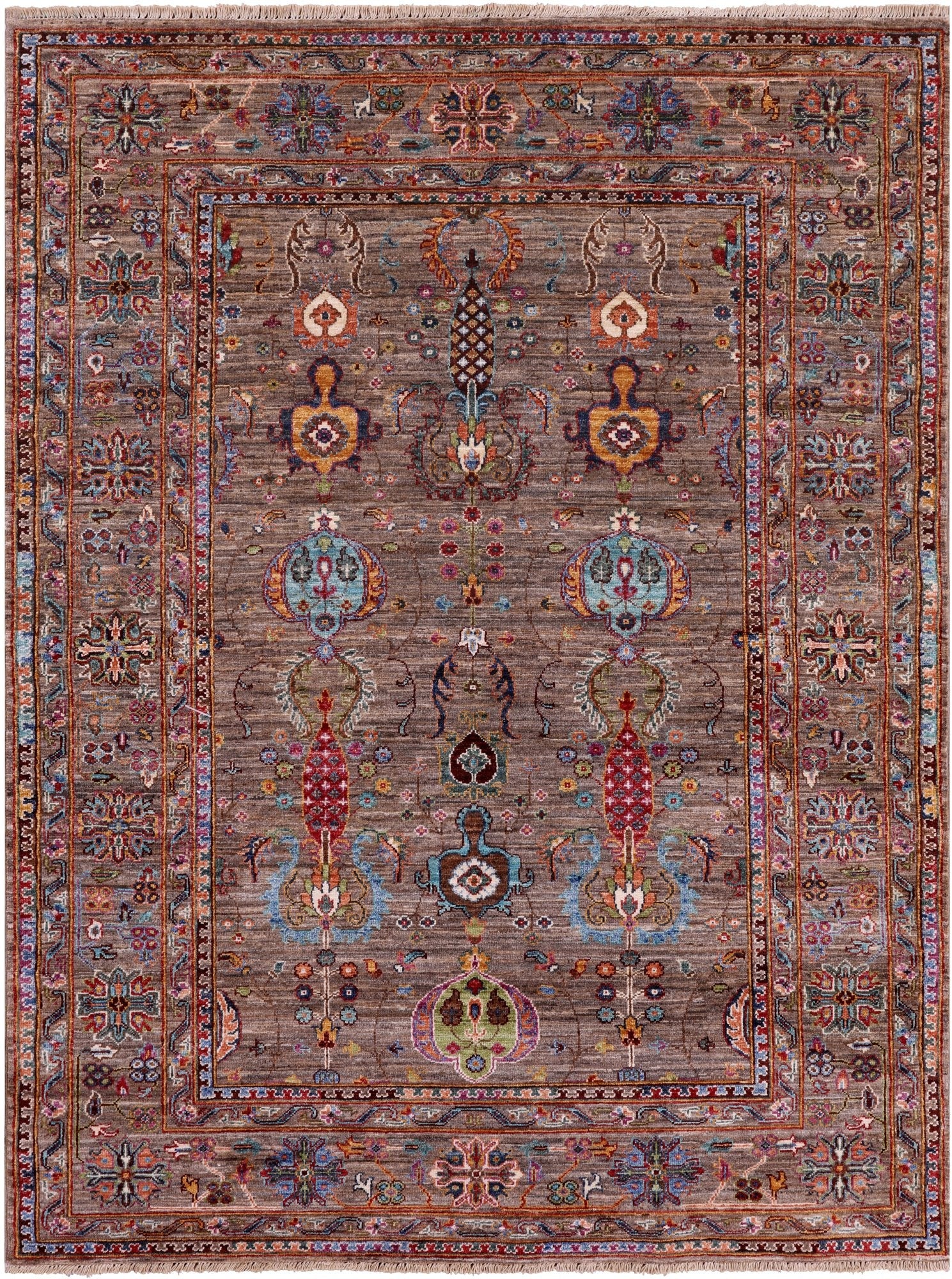Peshawar Hand Knotted Wool Rug - 4' 10" X 6' 5" - Golden Nile