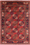Red Turkmen Ersari Hand Knotted Wool Rug - 6' 4" X 9' 6" - Golden Nile