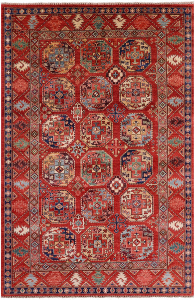 Turkmen Ersari Handmade Wool Rug - 6' 5" X 9' 8" - Golden Nile