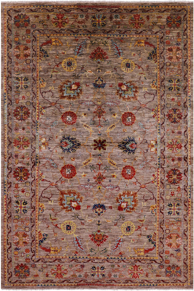 Peshawar Hand Knotted Wool Rug - 6' 7" X 9' 10" - Golden Nile