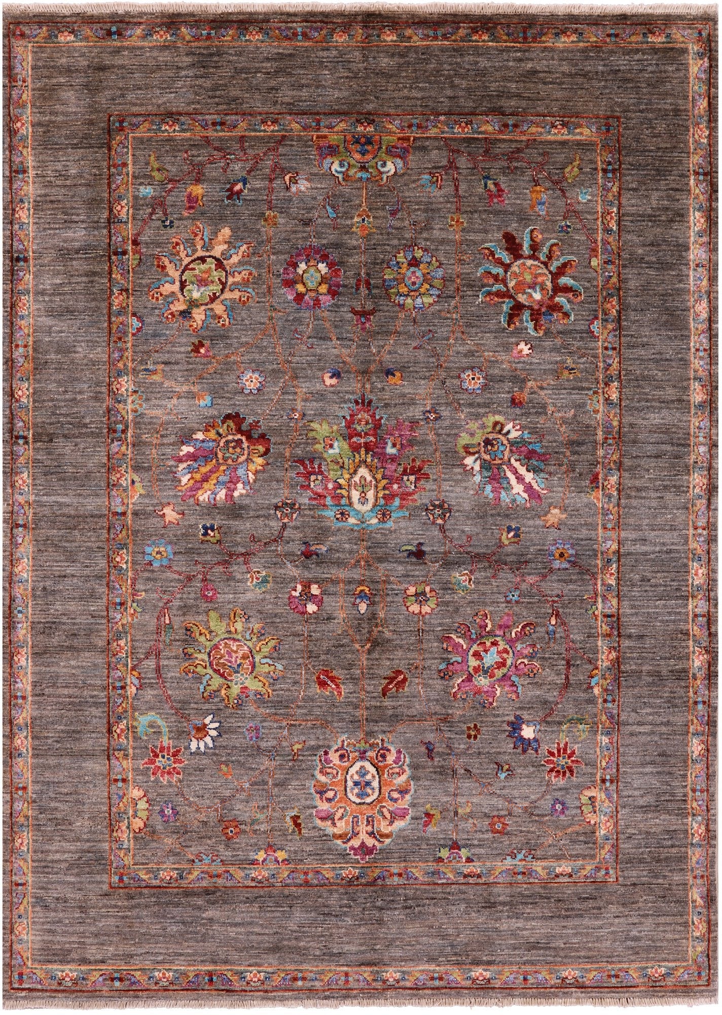 Peshawar Handmade Wool Rug - 4' 10" X 6' 7" - Golden Nile