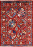 Red Turkmen Ersari Handmade Wool Rug - 4' 10" X 6' 8" - Golden Nile