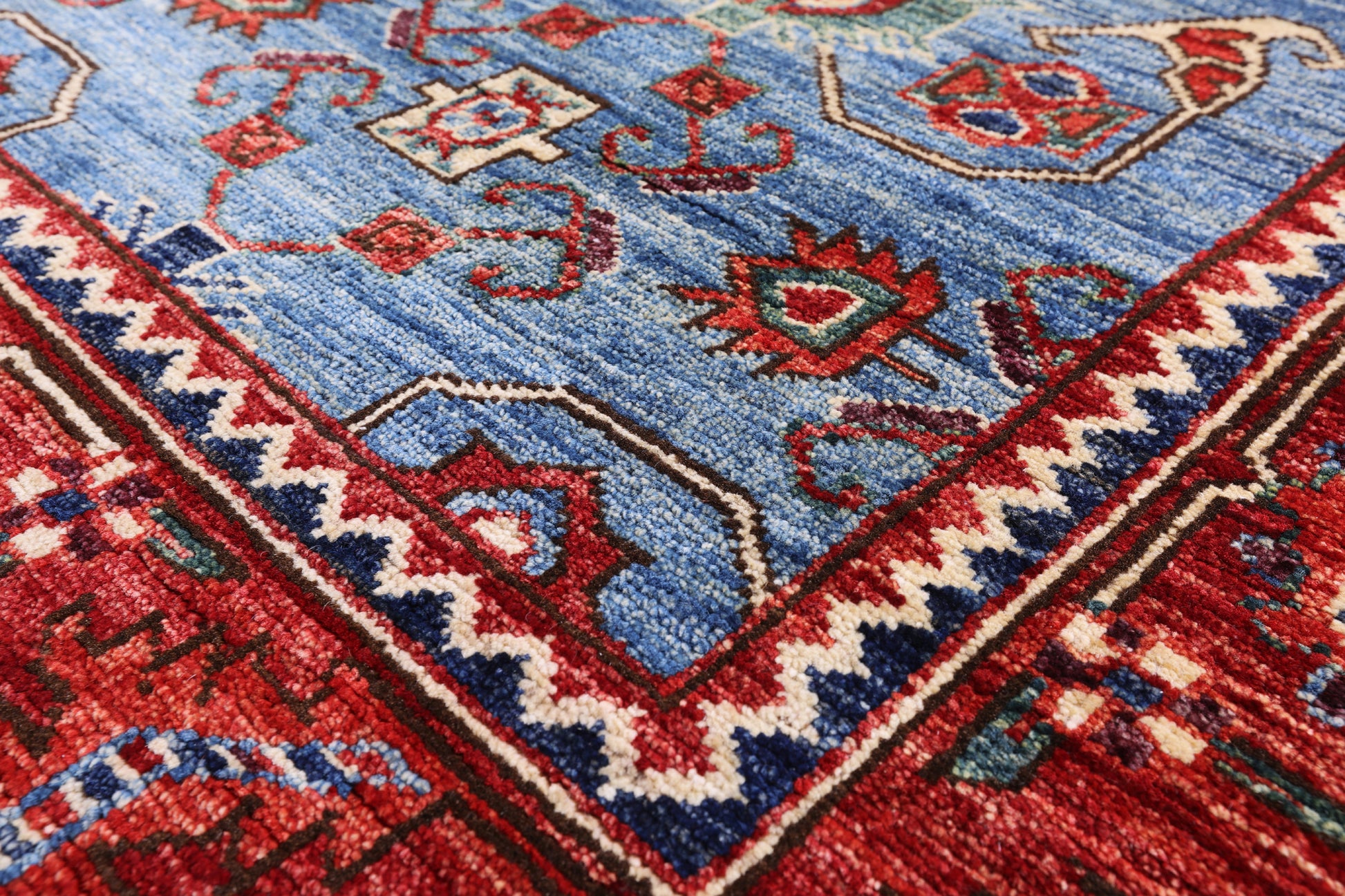 Blue Persian Fine Serapi Hand Knotted Wool Rug - 4' 10" X 6' 8" - Golden Nile