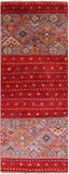 Red Khorjin Persian Gabbeh Hand Knotted Wool Runner Rug - 2' 6" X 6' 6" - Golden Nile