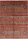 Khorjin Persian Gabbeh Handmade Wool Rug - 5' 0" X 6' 8" - Golden Nile
