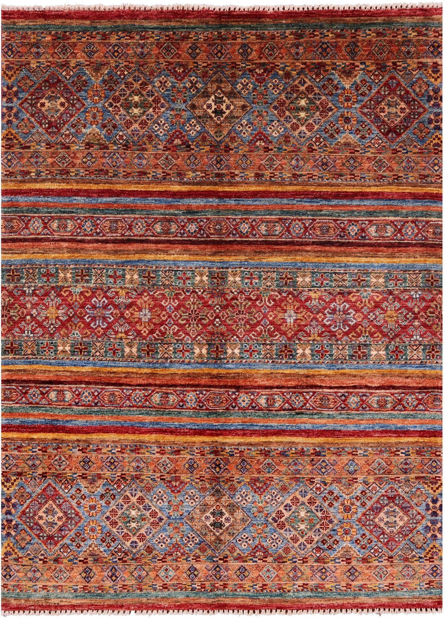 Khorjin Persian Gabbeh Handmade Wool Rug - 5' 0" X 6' 8" - Golden Nile