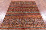 Khorjin Persian Gabbeh Handmade Wool Rug - 5' 0" X 6' 8" - Golden Nile