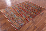 Khorjin Persian Gabbeh Handmade Wool Rug - 5' 0" X 6' 8" - Golden Nile