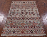 Tribal Persian Gabbeh Handmade Wool Rug - 3' 3" X 4' 10" - Golden Nile