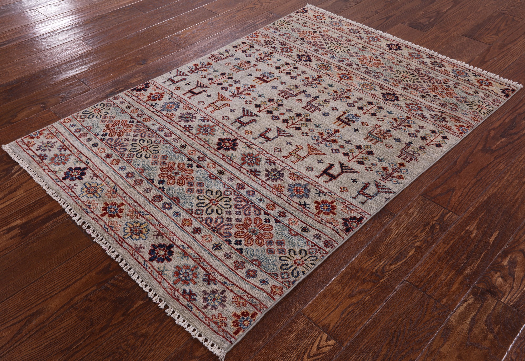 Tribal Persian Gabbeh Handmade Wool Rug - 3' 3" X 4' 10" - Golden Nile