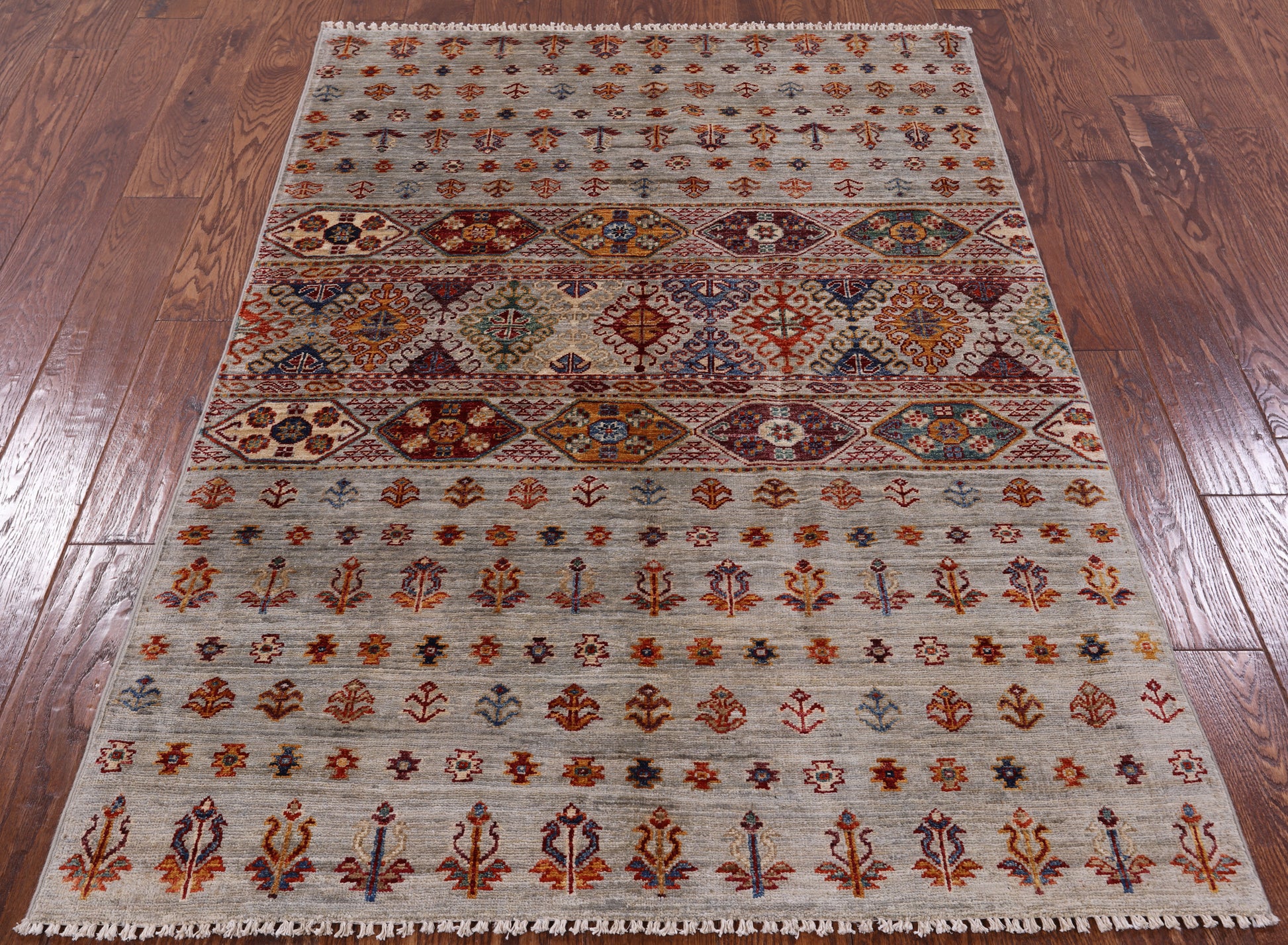 Khorjin Persian Gabbeh Hand Knotted Wool Rug - 3' 11" X 5' 10" - Golden Nile