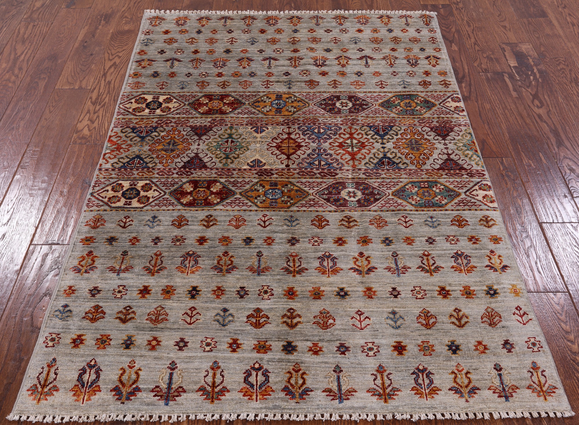 Khorjin Persian Gabbeh Hand Knotted Wool Rug - 3' 11" X 5' 10" - Golden Nile