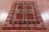 Tribal Persian Gabbeh Hand Knotted Wool Rug - 4' 1" X 5' 8" - Golden Nile