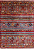 Khorjin Persian Gabbeh Hand Knotted Wool Rug - 4' X 5' 10" - Golden Nile