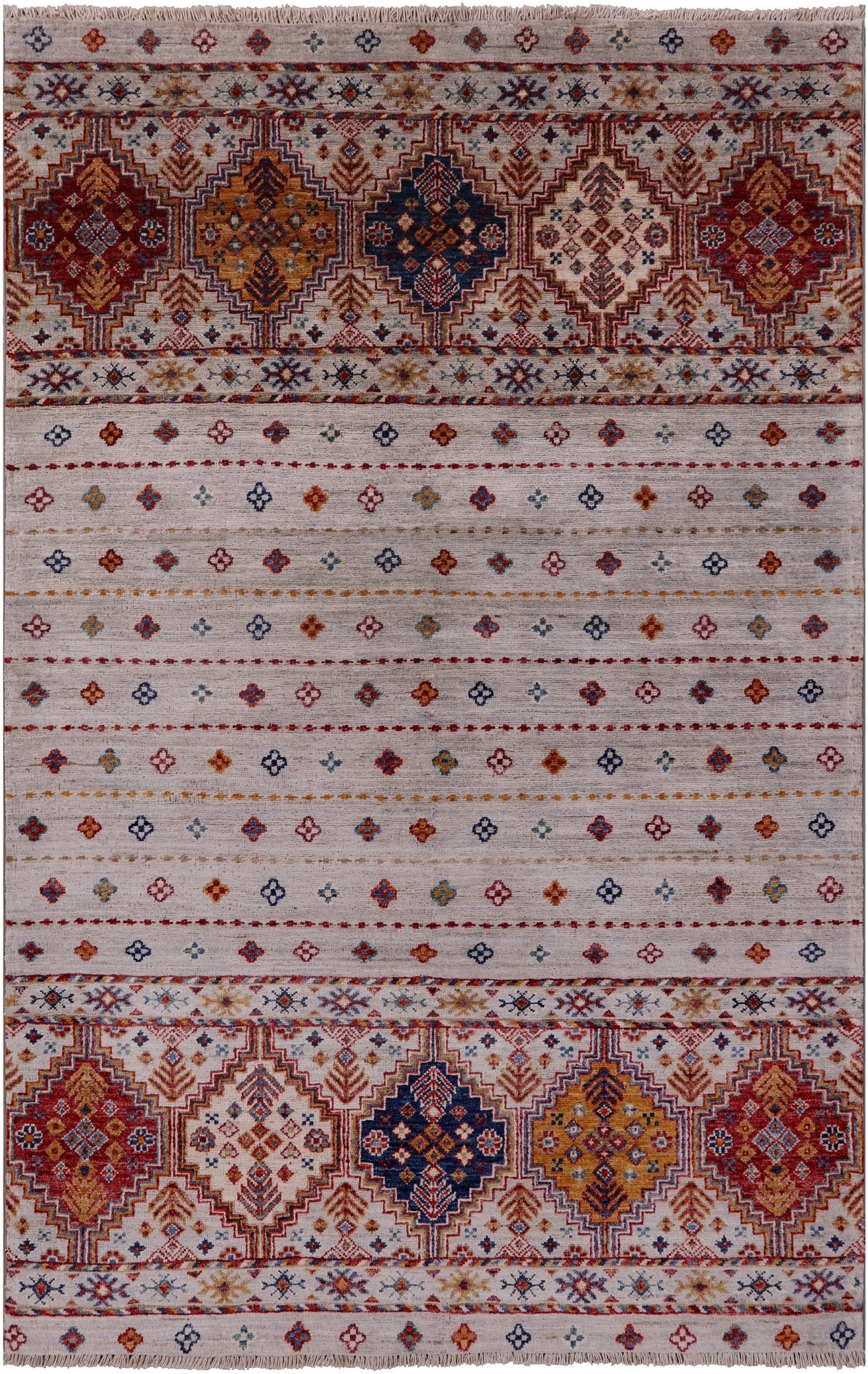 Khorjin Persian Gabbeh Hand Knotted Wool Rug - 4' 1" X 6' 4" - Golden Nile