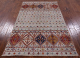 Khorjin Persian Gabbeh Hand Knotted Wool Rug - 4' 1" X 6' 4" - Golden Nile