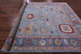 Blue Turkish Oushak Hand Knotted Wool Rug - 8' 11" X 11' 8" - Golden Nile