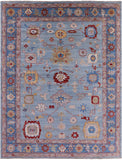 Blue Turkish Oushak Hand Knotted Wool Rug - 8' 11" X 11' 8" - Golden Nile