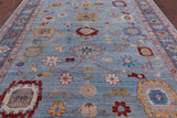 Blue Turkish Oushak Hand Knotted Wool Rug - 8' 11" X 11' 8" - Golden Nile