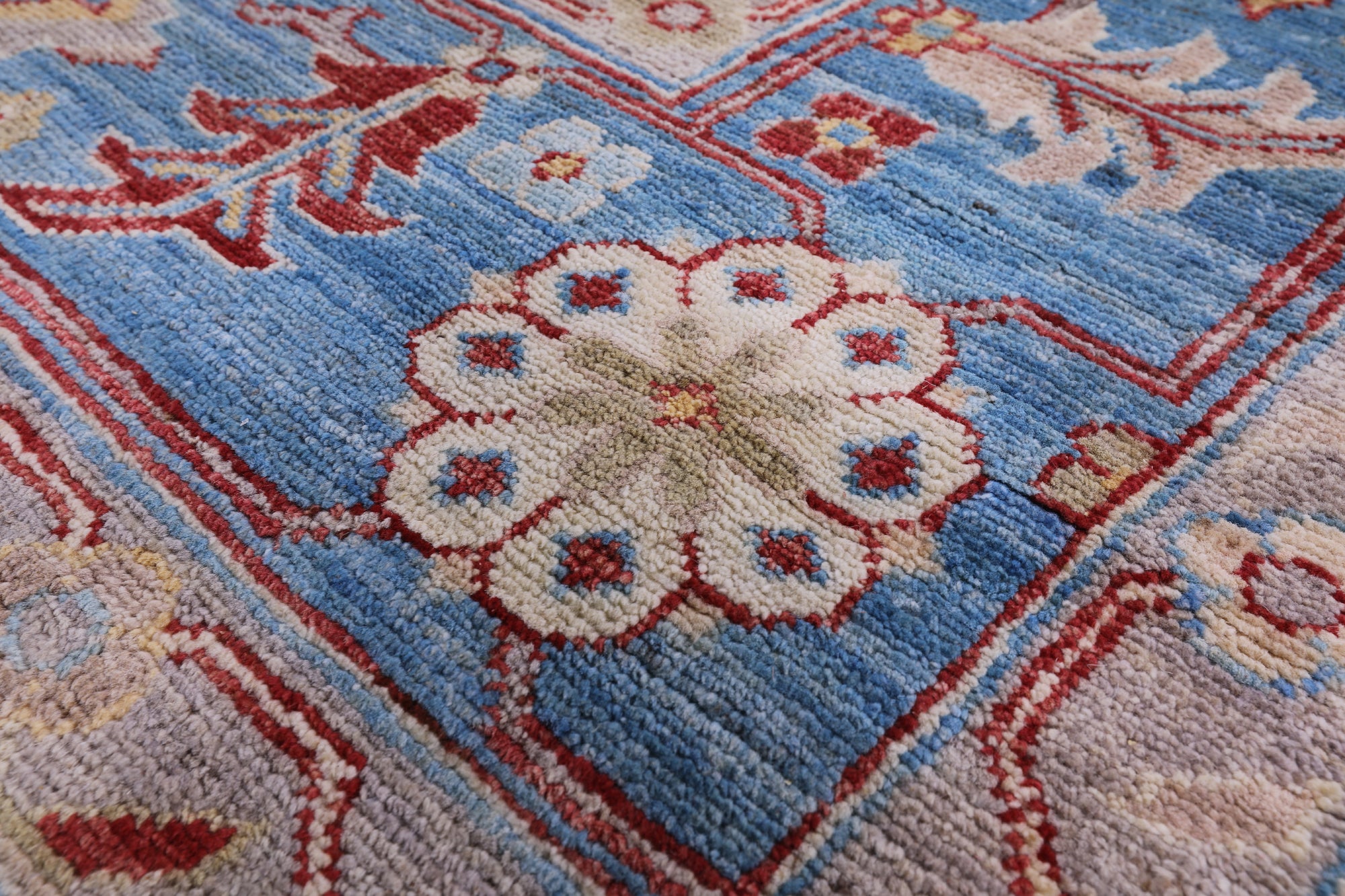 Blue Turkish Oushak Hand Knotted Wool Rug - 8' 11" X 11' 8" - Golden Nile