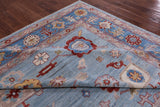 Blue Turkish Oushak Hand Knotted Wool Rug - 8' 11" X 11' 8" - Golden Nile