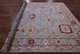 Blue Turkish Oushak Hand Knotted Wool Rug - 8' 3" X 9' 10" - Golden Nile