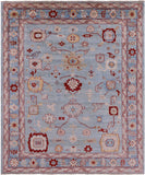 Blue Turkish Oushak Hand Knotted Wool Rug - 8' 3" X 9' 10" - Golden Nile