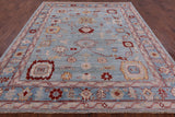 Blue Turkish Oushak Hand Knotted Wool Rug - 8' 3" X 9' 10" - Golden Nile