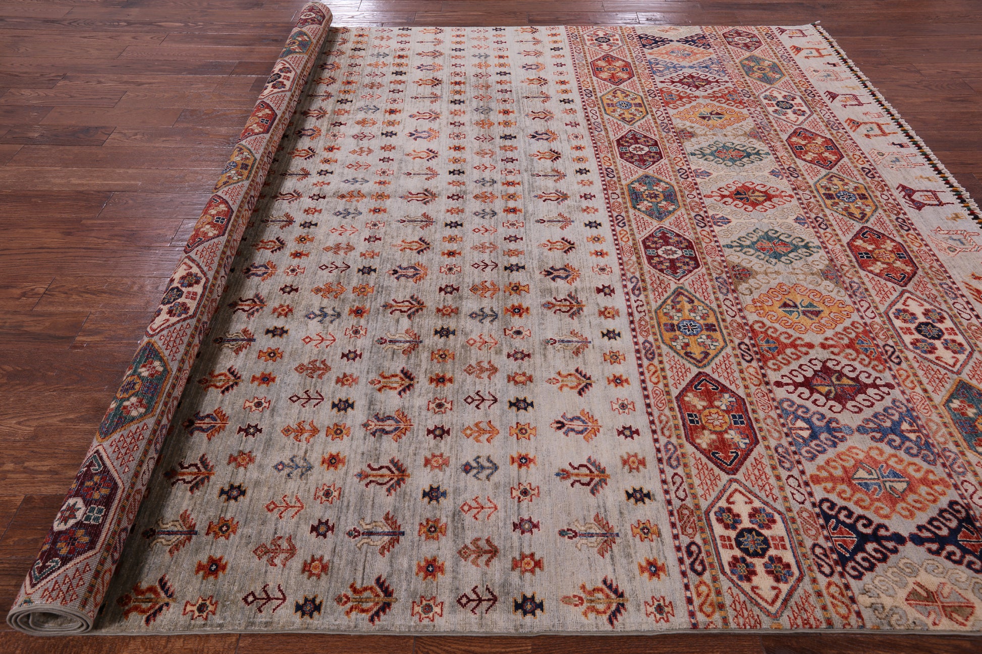 Tribal Persian Gabbeh Hand Knotted Wool Rug - 8' 4" X 10' 1" - Golden Nile