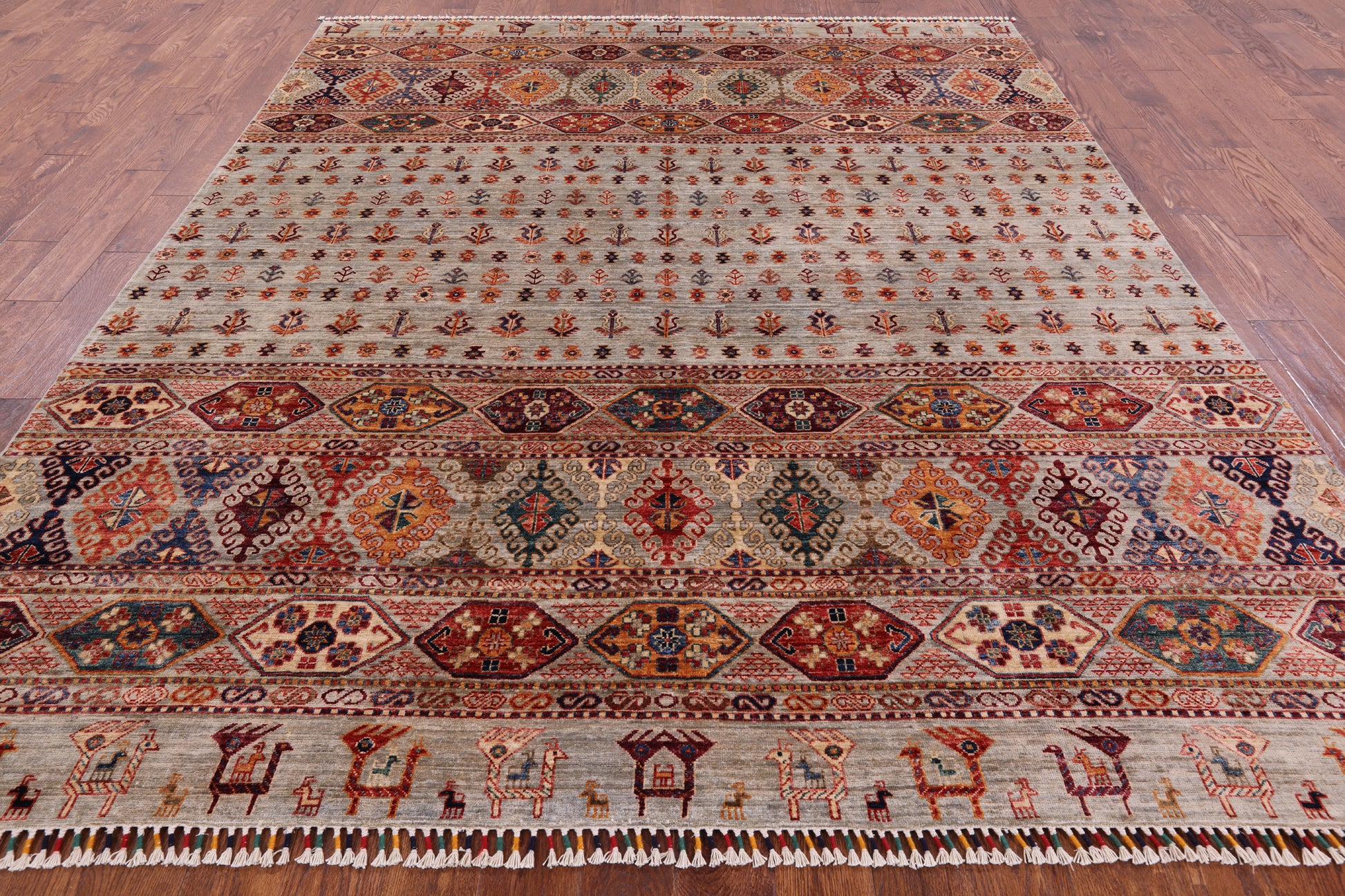 Tribal Persian Gabbeh Hand Knotted Wool Rug - 8' 4" X 10' 1" - Golden Nile